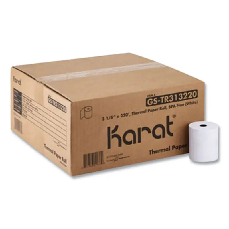 Thermal Paper Rolls, 3.13" x 220 ft, White, 50 Rolls/Carton - Roll Paper | Karat