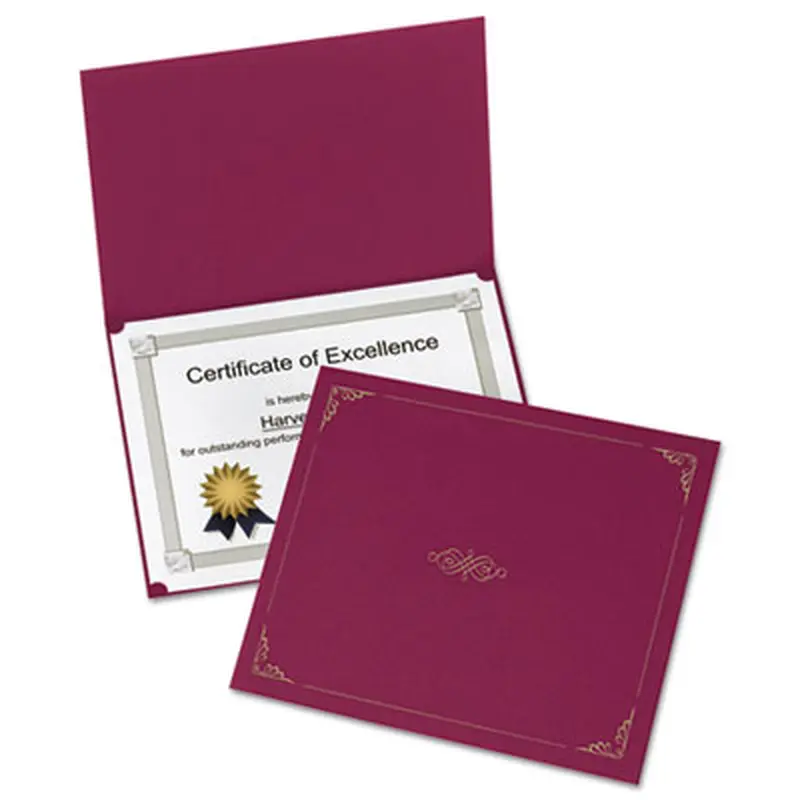 Certificate Holder, 11.25 x 8.75, Burgundy, 5/Pack - Document Holders | Oxford