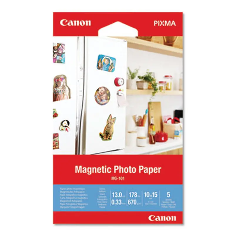 Glossy Magnetic Photo Paper, 13 mil, 4 x 6, White, 5 Sheets/Pack - Photo Print Paper | Canon