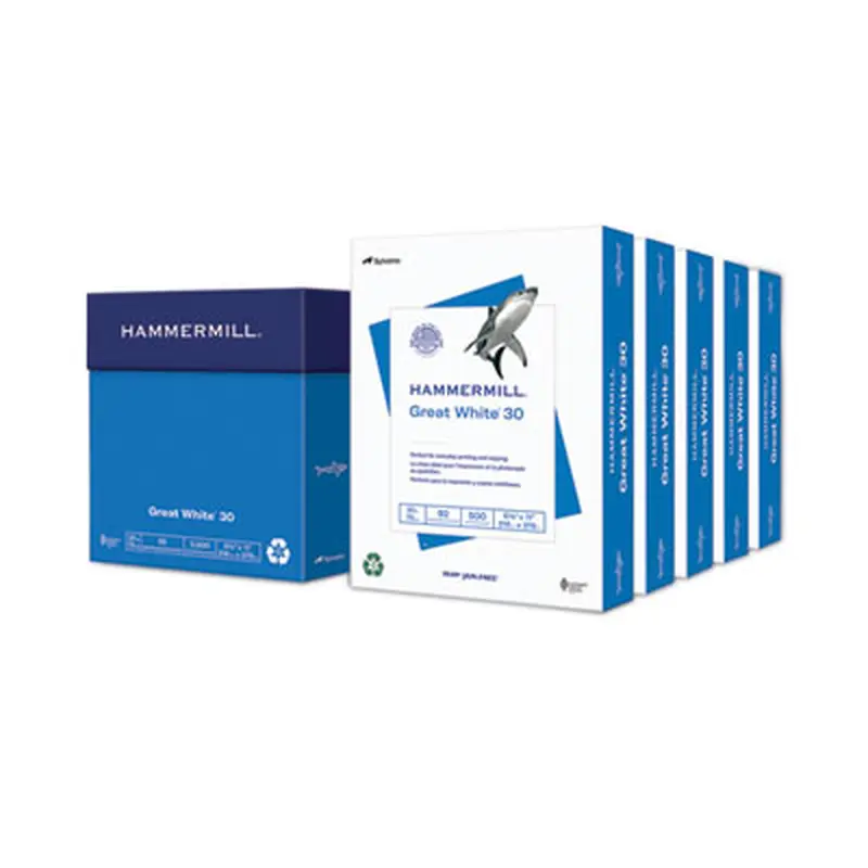 Great White 30 Recycled Print Paper, 92 Bright, 20 lb Bond Weight, 8.5 x 11, White, 500 Sheets/Ream, 5 Reams/Carton - Copy Paper | Hammermill