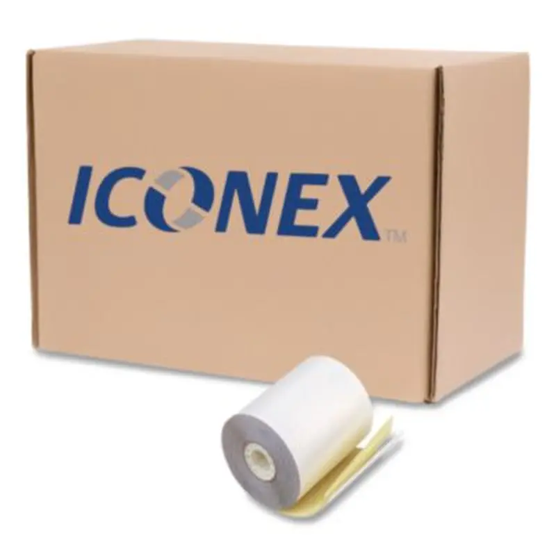 Impact Printing Carbonless Paper Rolls, 3" x 90 ft, White/Canary, 50/Carton - Roll Paper | Iconex