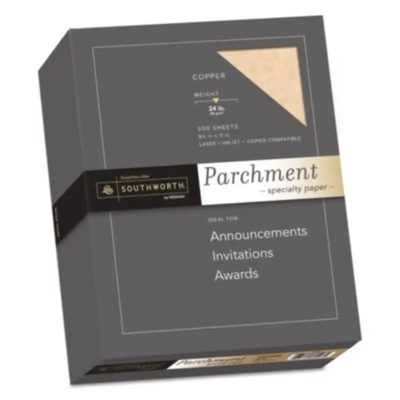 Parchment Specialty Paper, 24 lb Bond Weight, 8.5 x 11, Copper, 500/Box - Resume/Stationery Paper | Southworth