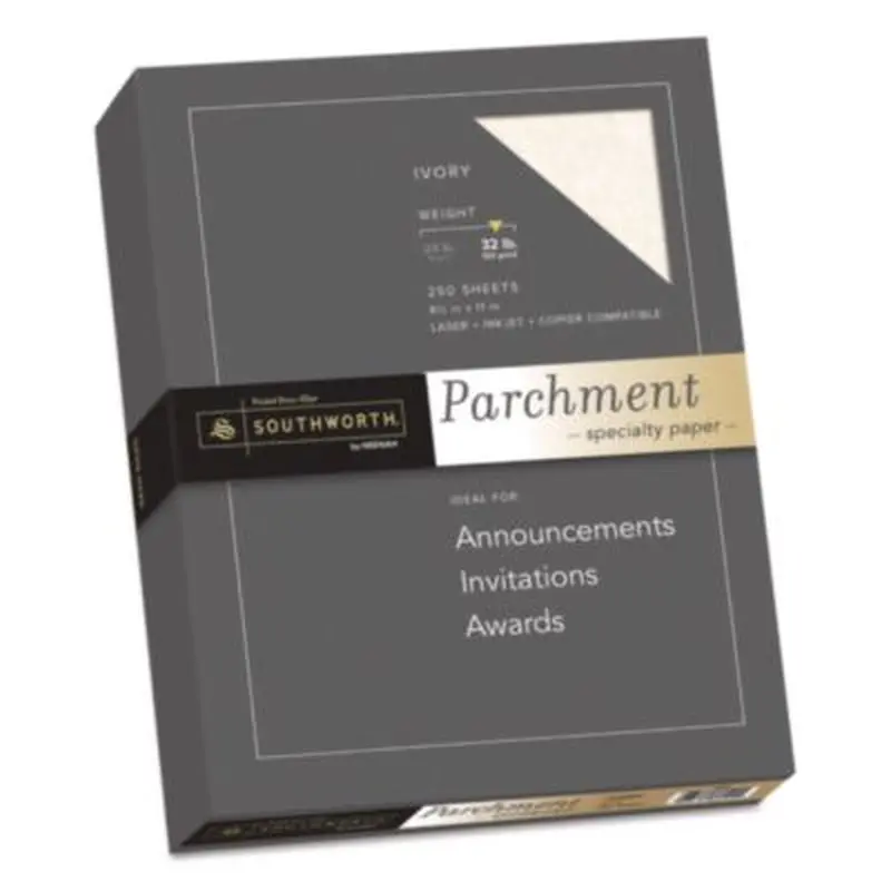 Parchment Specialty Paper, 32 lb Bond Weight, 8.5 x 11, Ivory, 250/Pack - Resume/Stationery Paper | Southworth