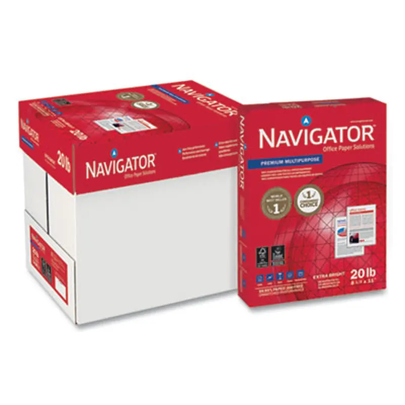 Premium Multipurpose Copy Paper, 97 Bright, 20 lb Bond Weight, 8.5 x 11, White, 500 Sheets/Ream, 5 Reams/Carton - Copy Paper | Navigator
