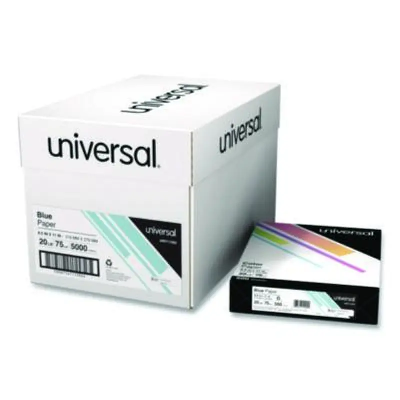 Deluxe Colored Paper, 20 lb Bond Weight, 8.5 x 11, Blue, 500 Sheets/Ream, 10 Reams/Carton - Copy Paper | Universal