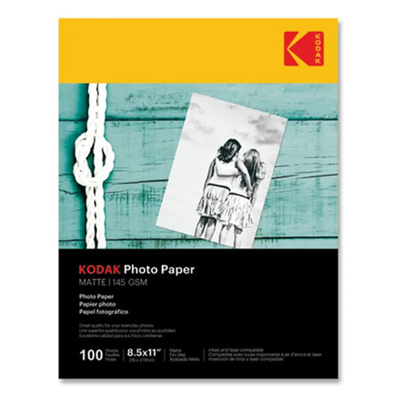 Photo Paper, 7.2 mil, 8.5 x 11, Matte White, 100/Pack - Photo Print Paper | Kodak