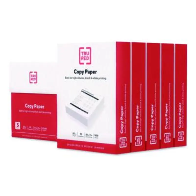 Printer Paper, 92 Bright, 20 lb Bond Weight, 8.5 x 11, 500 Sheets/Ream, 5 Reams/Carton - Copy Paper | TRU RED