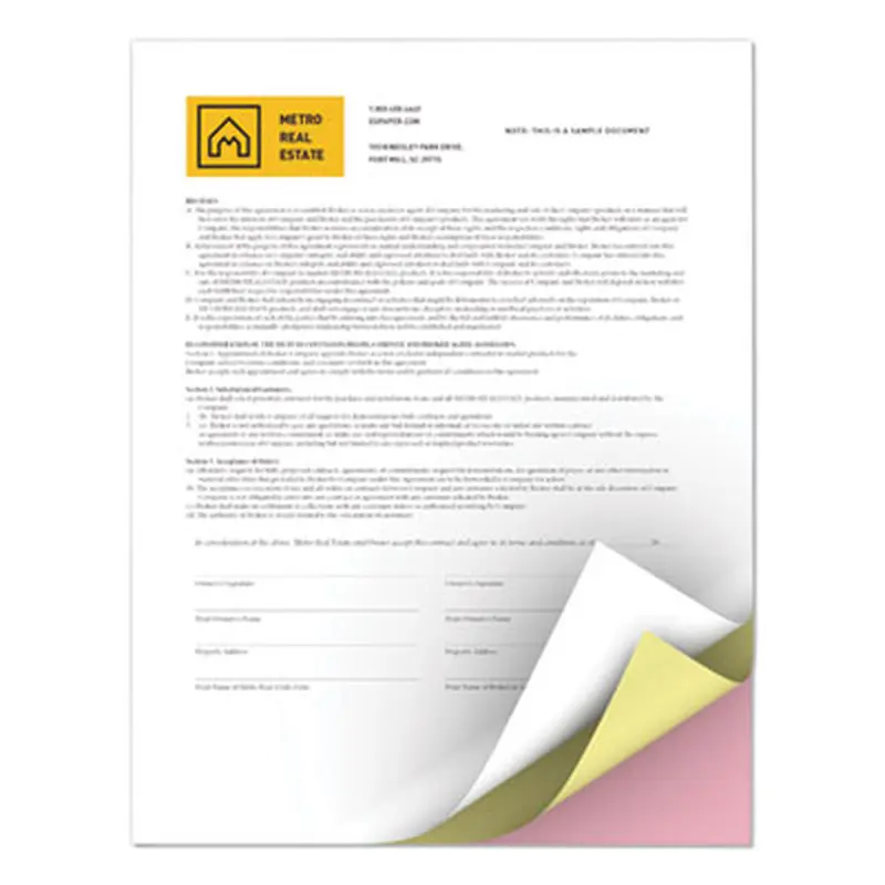 Revolution Carbonless 3-Part Paper, 8.5 x 11, White/Canary/Pink, 5,000/Carton - Computer Printout Paper | xerox