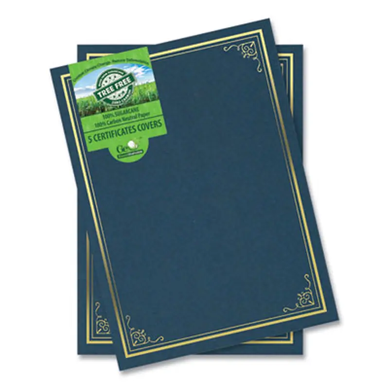 Certificate/Document Cover, 9.75' x 12.5", Navy With Gold Foil, 5/Pack - Document Holders | Geographics
