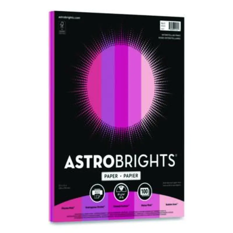 Color Paper - "Interstellar Pinks" Assortment, 24 lb Bond Weight, 8.5 x 11, Assorted Pink Colors, 100/Pack - Copy Paper | Astrobrights