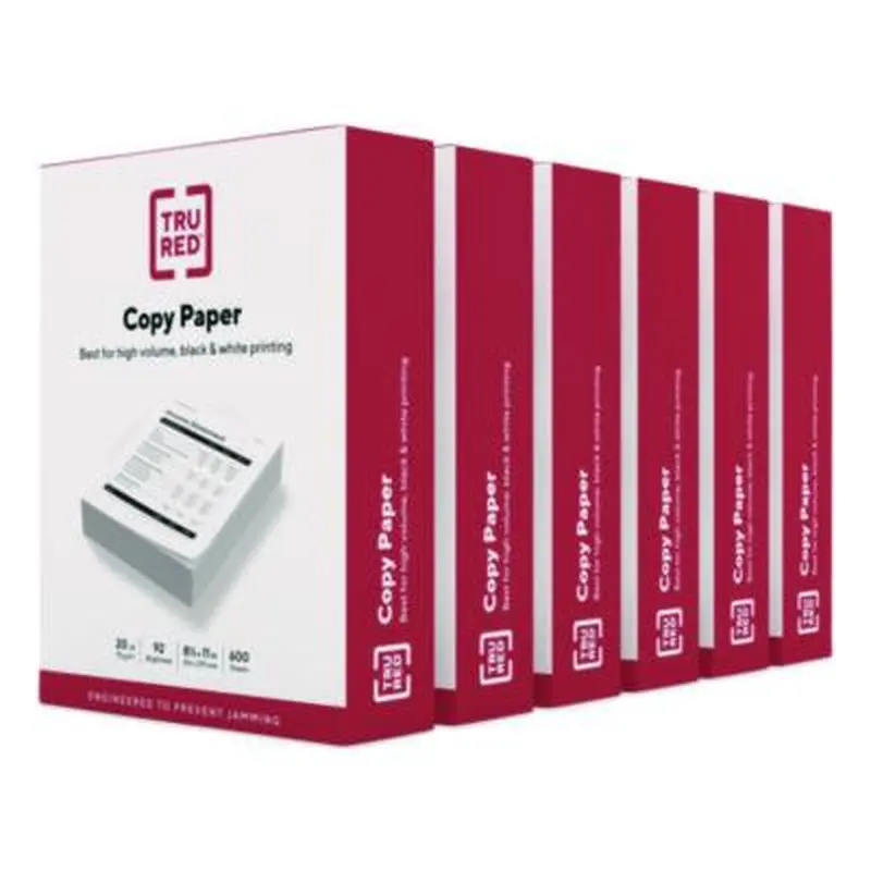 Copy Paper, 92 Bright, 20 lb Bond Weight, 8.5 x 11, 600 Sheets/Ream, 6 Reams/Carton - Copy Paper | TRU RED