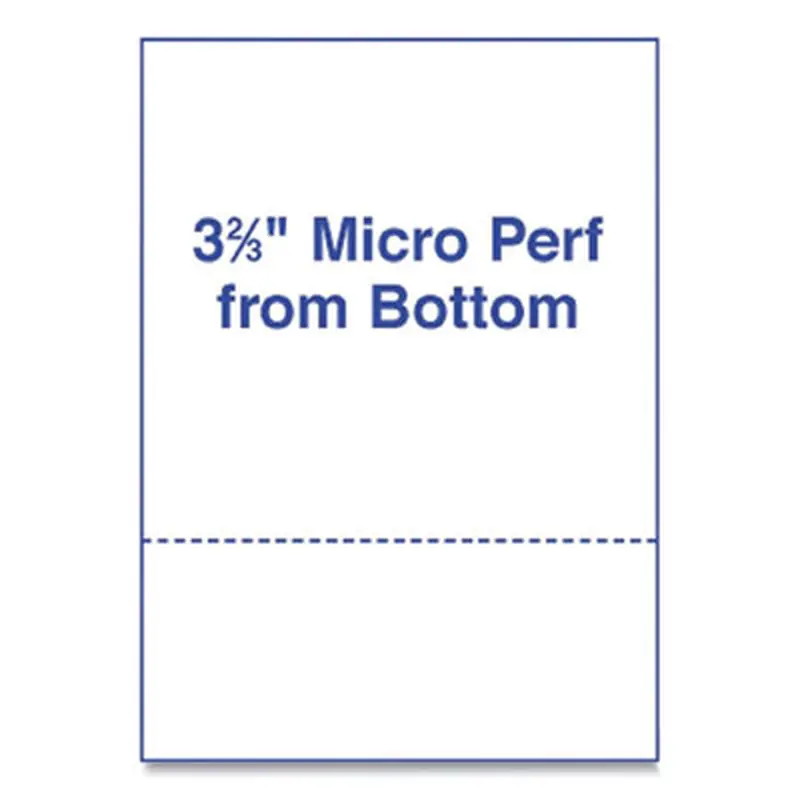 Perforated and Punched Laser Cut Sheets, Micro-Perforated 3.67" from Bottom, 24 lb Bond Weight, 8.5 x 11, White, 500/Ream - Copy Paper | Alliance