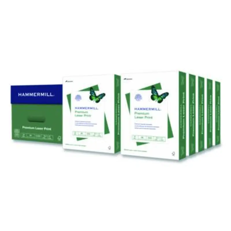 Premium Laser Print Paper, 98 Bright, 24 lb Bond Weight, 8.5 x 11, White, 500/Ream, 10 Reams/Carton - Copy Paper | Hammermill