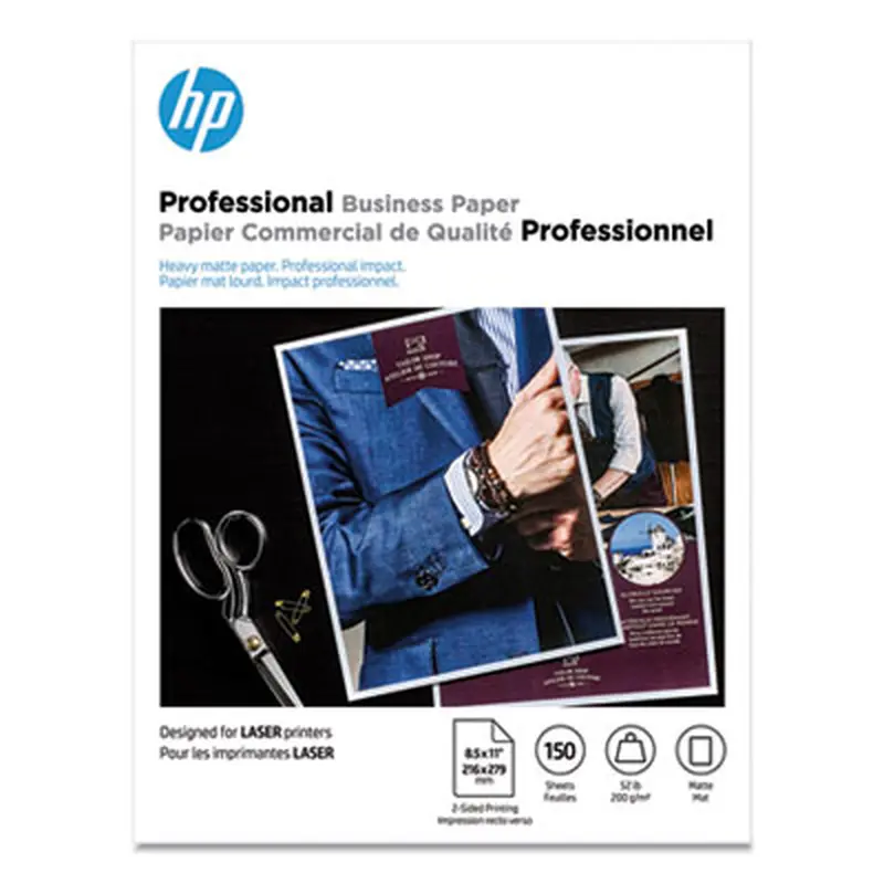 Professional Business Paper, 52 lb Bond Weight, 8.5 x 11, Matte White, 150/Pack - Card/Cover Stock | HP