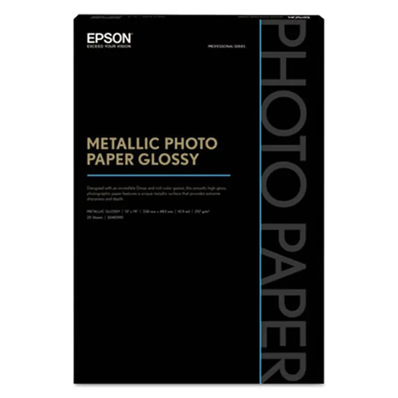 Professional Media Metallic Gloss Photo Paper, 5.5 mil, 13 x 19, White, 25/Pack - Photo Print Paper | Epson