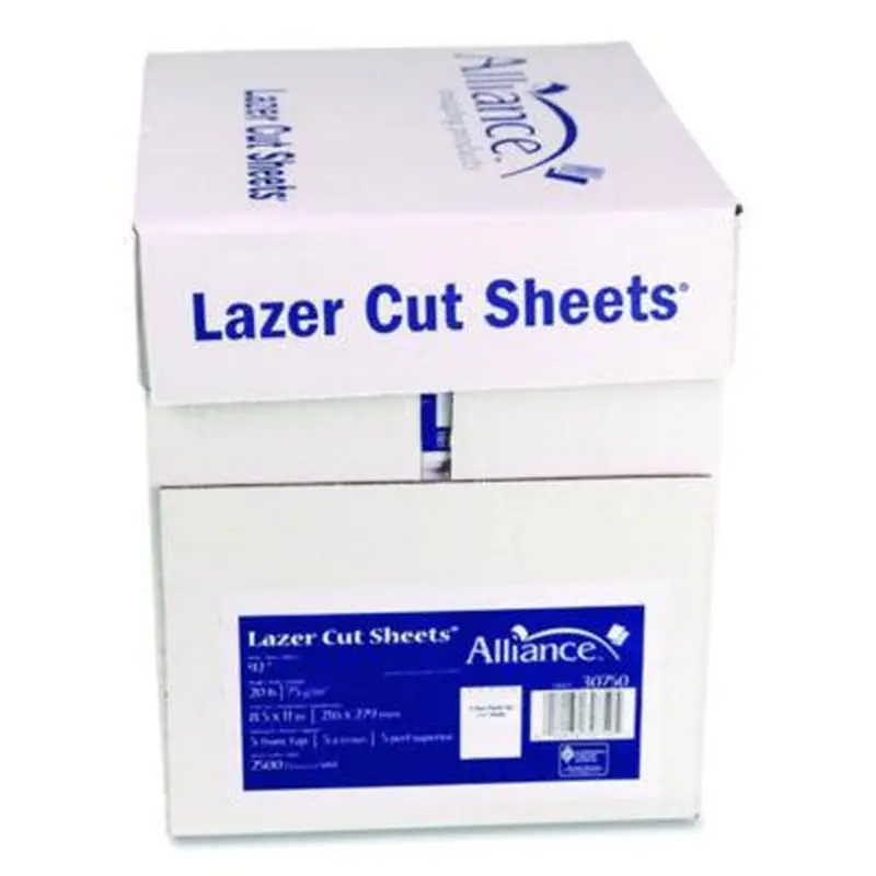 Laser Cut Sheets, 92 Bright, Side: 5-Hole Punched, 20 lb Bond Weight, 8.5 x 11, White, 500 Sheets/Ream, 5 Reams/Carton - Copy Paper | Alliance