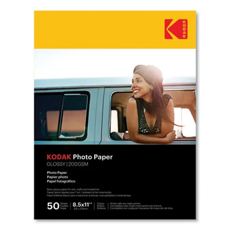 Photo Paper, 8 mil, 8.5 x 11, Glossy White, 50/Pack - Photo Print Paper | Kodak