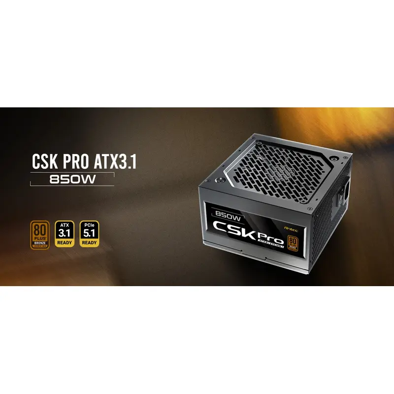 Antec CSK850 PRO Semi-Modular latest ATX 3.1, PCI-E 5.1 for 4090 and 7900xt High Quality Japanese Capacitors, Performance and reliability, PSU
