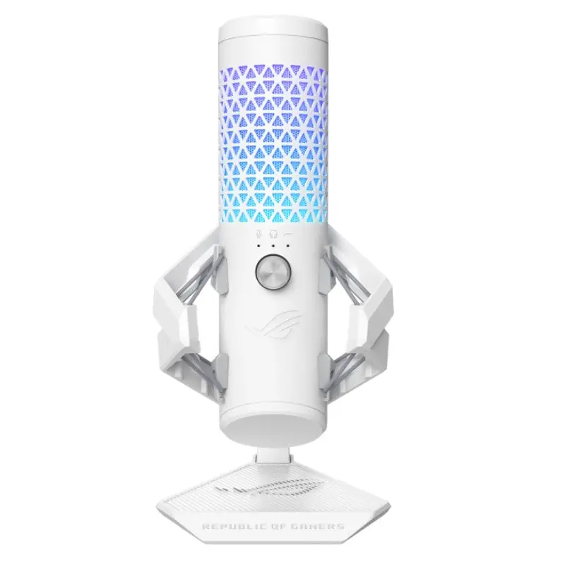 ASUS ROG CARNYX White Gaming Microphone,Studio-grade 25 mm condenser capsule, 192 kHz / 24-bit sampling rate, High-pass filter, ASUS Aura Sync