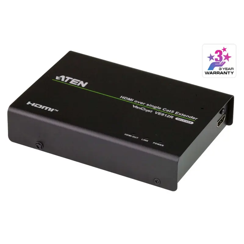 Aten HDMI HDBaseT Receiver, supports up to 4096 x 2160 @ 30 Hz (4:4:4) @ 70m (Cat 5e/6) and 100m (Cat 6A)