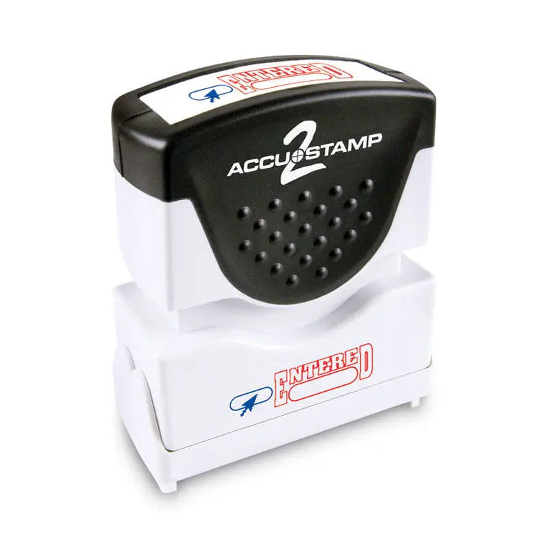 ACCUSTAMP2 Pre-Inked Shutter Stamp, Red/Blue, ENTERED, 1.63 x 0.5 (COS035544) Each