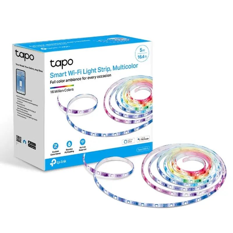 TP-Link Tapo L920-5 Smart Wi-Fi Light Strip, Multicolor, Pu Coating For External Protection, Voice Control, 50 Colour Zones, No Hub Required, 500010