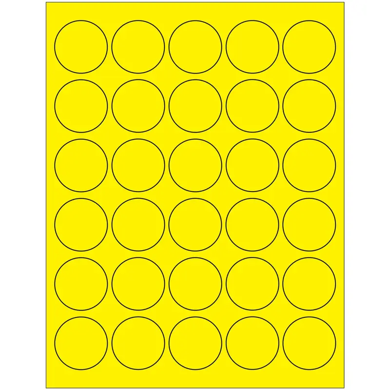 1 1/2" Fluorescent Yellow Circle Laser Labels (LL192YE) Case Of 3000
