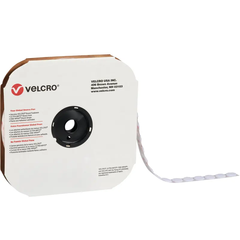 1 3/8" - Loop - White VELCRO Brand Tape - Individual Dots (VEL148) Case Of 600