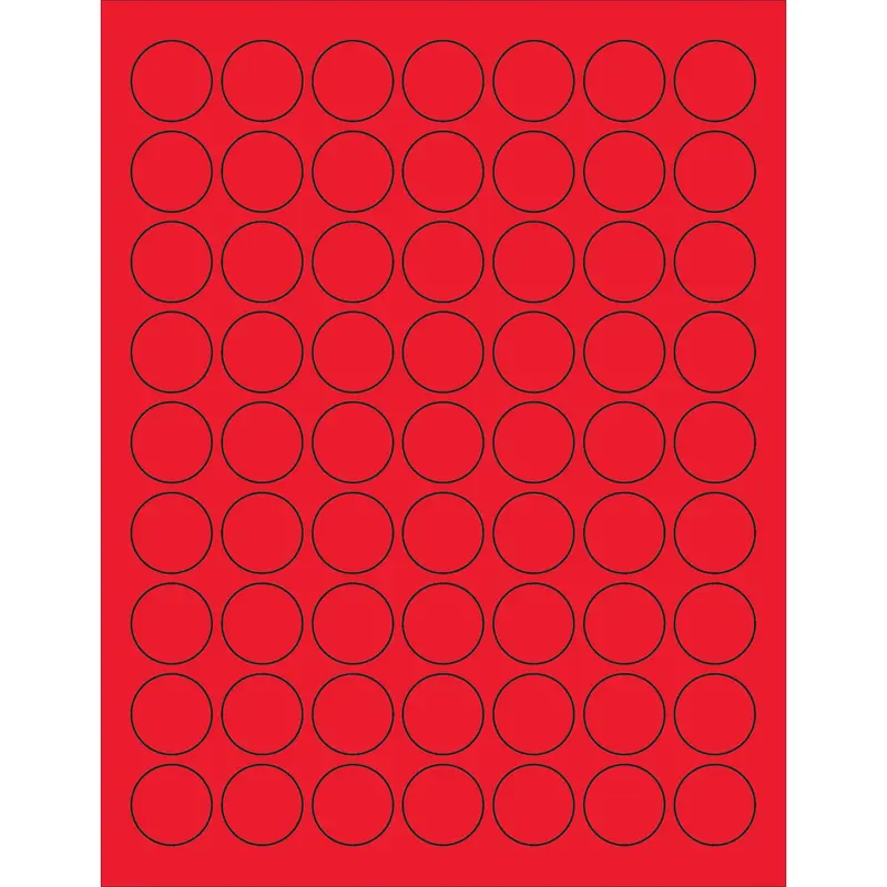 1" Fluorescent Red Circle Laser Labels (LL191RD) Case Of 6300
