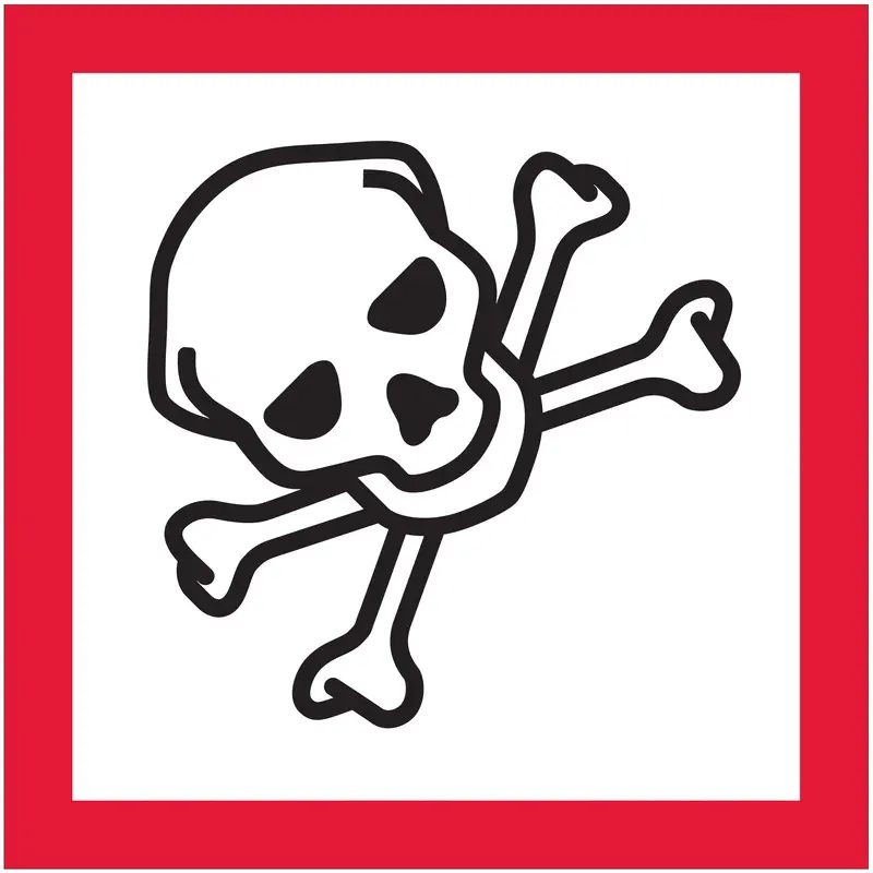 1 x 1" Pictogram - Skull and Crossbones Labels (DL4148) Roll Of 500