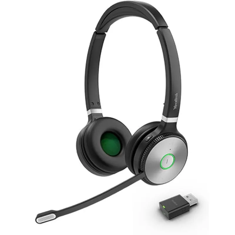 Yealink WH62 Dual UC DECT Wireless Headset, WDD60 DECT Dongle,USB Charging Cable, Carry Pouch, Busylight On Headset, EOS