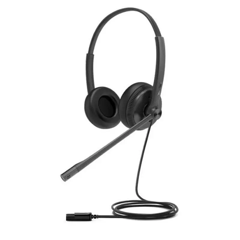 Yealink YHD342 Wideband QD Dual Headset with Soft Leather Ear Cushion, All Day Wearing Comfort, High-Quality Audio, USB Wired Hadset