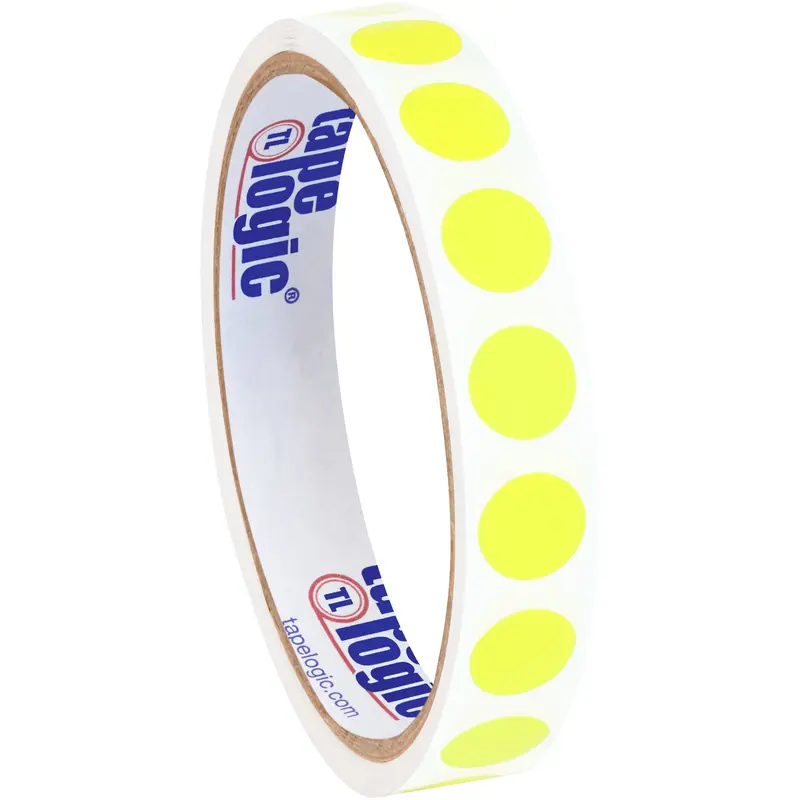 1/2" Fluorescent Yellow Inventory Circle Labels (DL690L) Roll Of 500