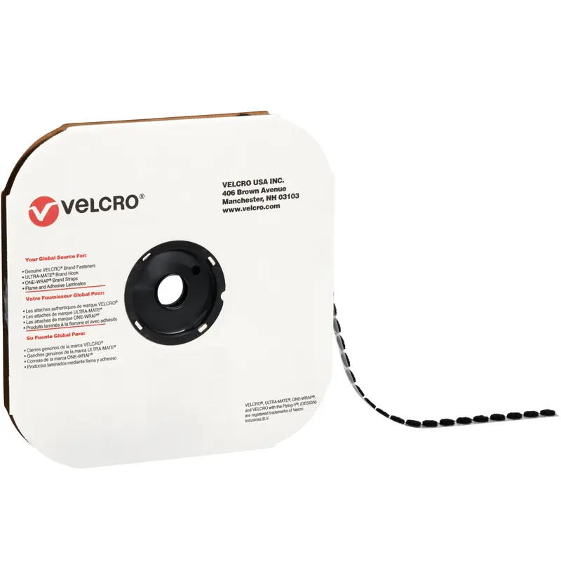 1/2" - Loop - Black VELCRO Brand Tape - Individual Dots (VEL122) Case Of 1440