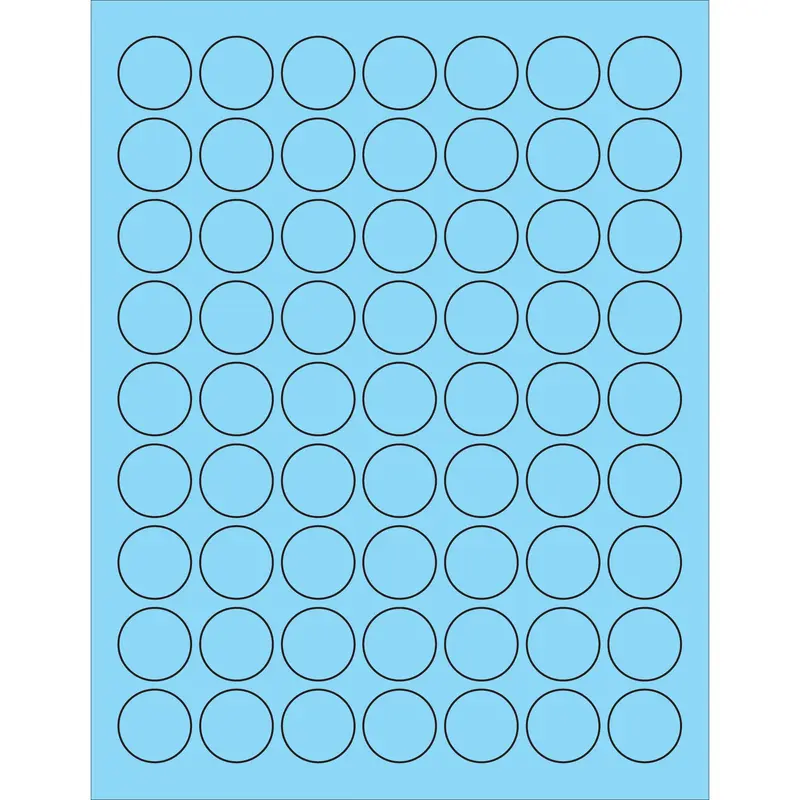 1" Fluorescent Pastel Blue Circle Laser Labels (LL191BE) Case Of 6300