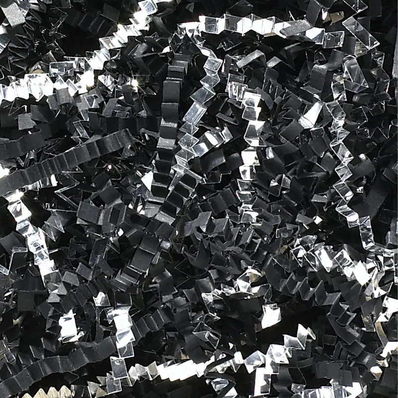 10 lb. Black and Silver Metallic Blend Crinkle Paper (CPB10FF) Each