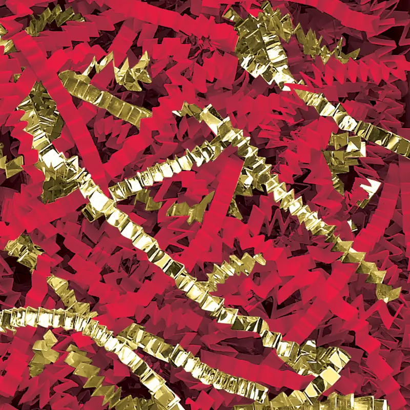 10 lb. Gold and Red Metallic Blend Crinkle Paper (CPB10LL) Each