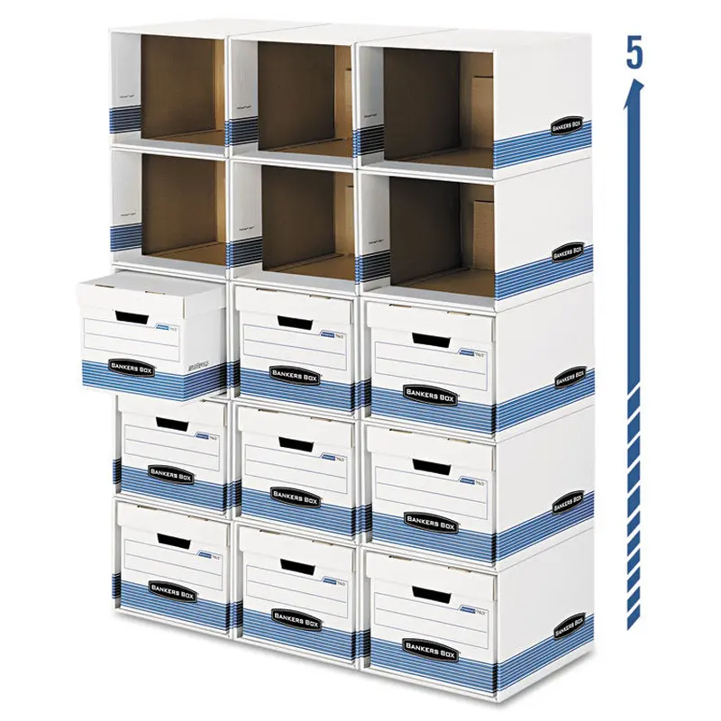 Bankers Box File/Cube Box Shell, Legal/Letter, 23.75 x 19.75, White/Blue, 6/Carton (FEL0162601) Carton of 6