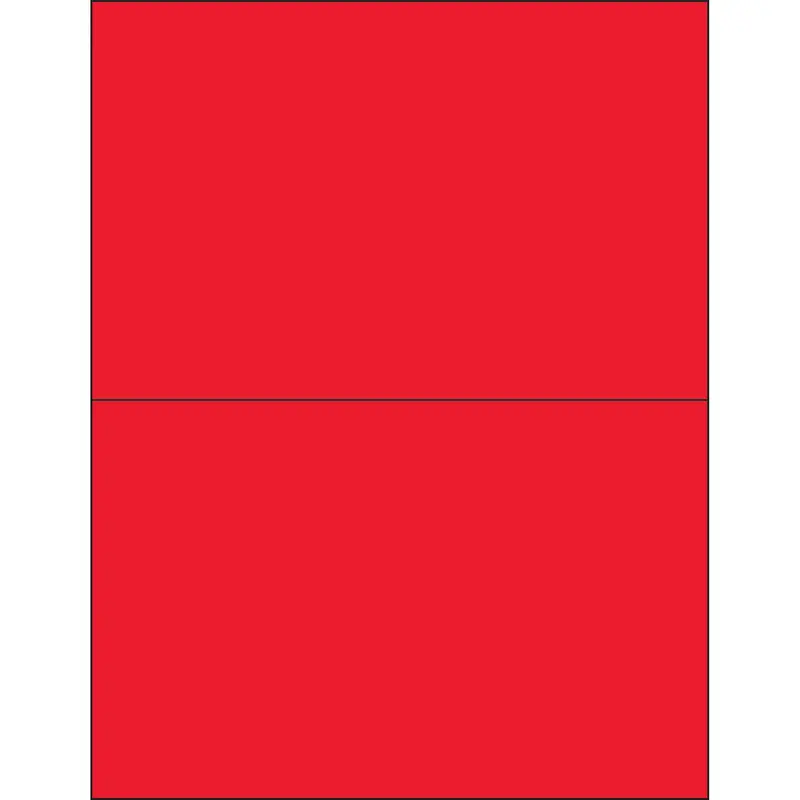 8 1/2 x 5 1/2" Fluorescent Red Removable Rectangle Laser Labels (LL415RD) Case Of 200