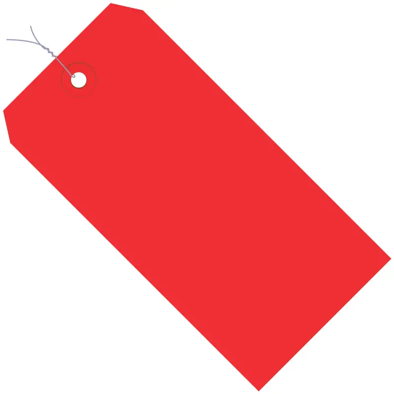 8 x 4" Red 13 Pt. Shipping Tags - Pre-Wired (G11093E) Case Of 500