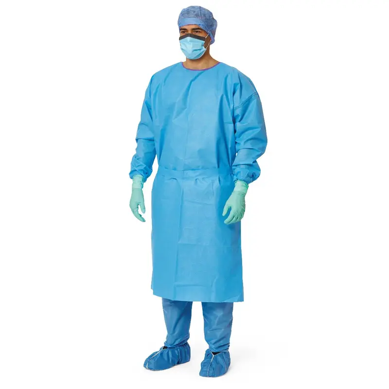 AAMI Level 3 Premium Heavyweight Multilayer Isolation Gown with Knit Cuffs, Blue, Size Regular, 50/CS (NONLV325) Case of 50
