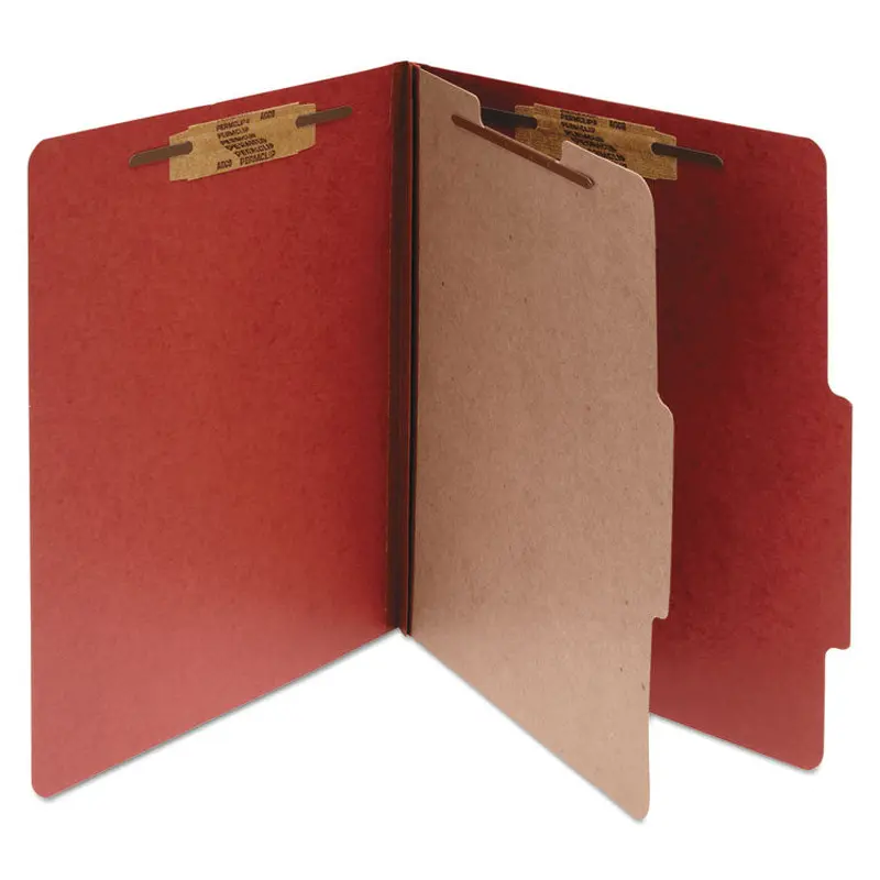 ACCO Pressboard Classification Folders, 2" Expansion, 1 Divider, 4 Fasteners, Letter Size, Earth Red Exterior, 10/Box (ACC15034) Each