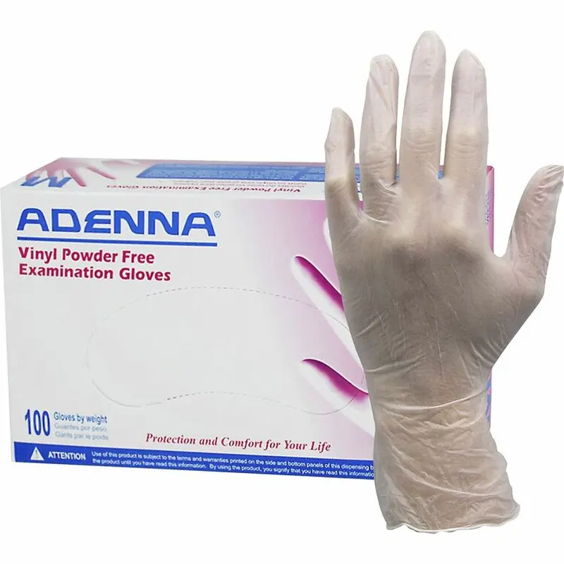 Adenna Vinyl Powder Free Exam Gloves, Large Size, 100/Box, 4 mil Thickness, 9.40" Glove Length (HOSVPF236) Case of 1000