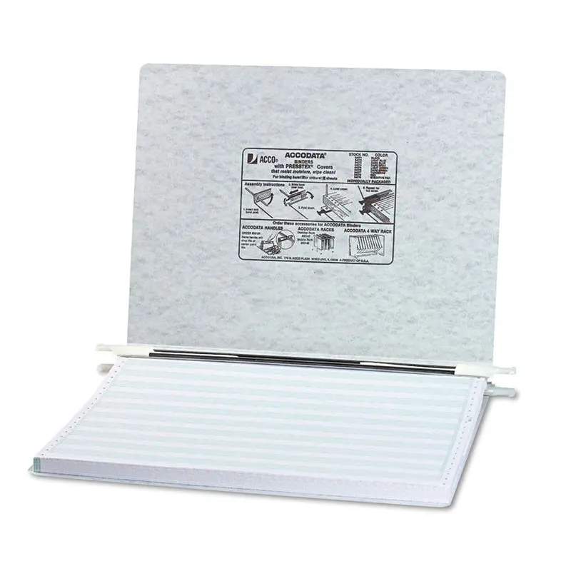 ACCO PRESSTEX Covers with Storage Hooks, 2 Posts, 6" Capacity, 14.88 x 11, Light Gray (ACC54074) Each