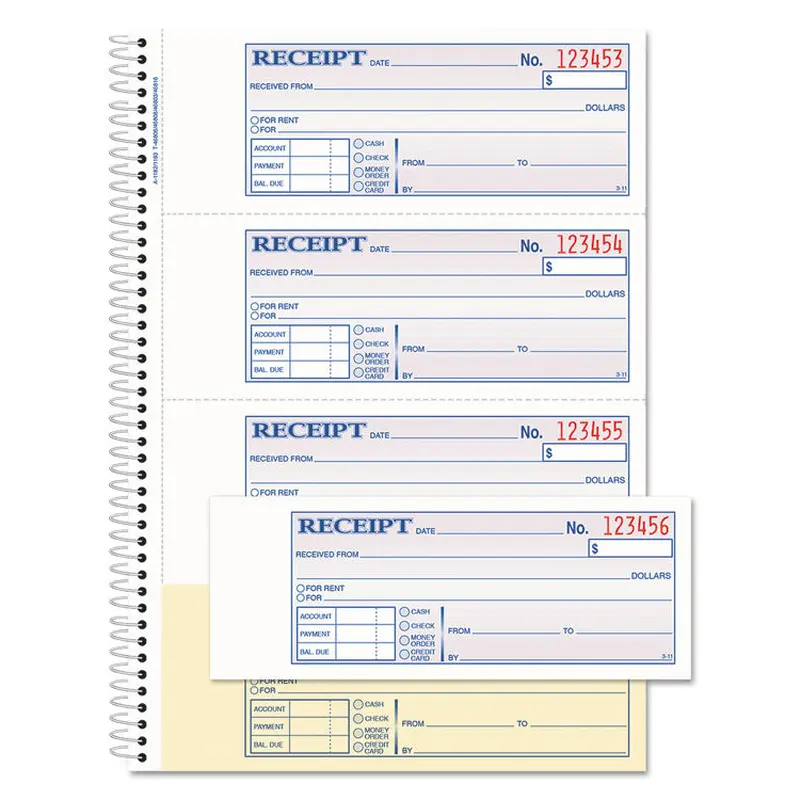 Adams TOPS Money/Rent Receipt Book, Two-Part Carbon, 7 x 2.75, 4 Forms/Sheet, 200 Forms Total (ABFSC1182) Each