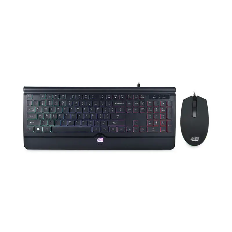 Adesso Backlit Gaming Keyboard and Mouse Combo, USB, Black (ADEAKB137CB) Each