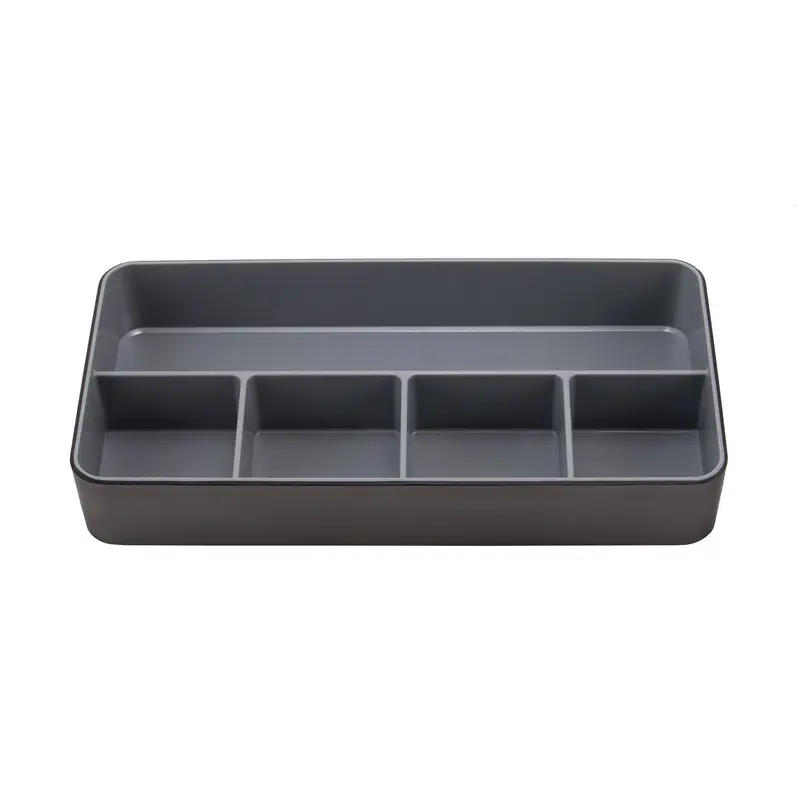 Advantus Fusion Five-Compartment Plastic Accessory Holder, Plastic, 12.25 x 6 x 2, Black/Gray (AVT37682) Each