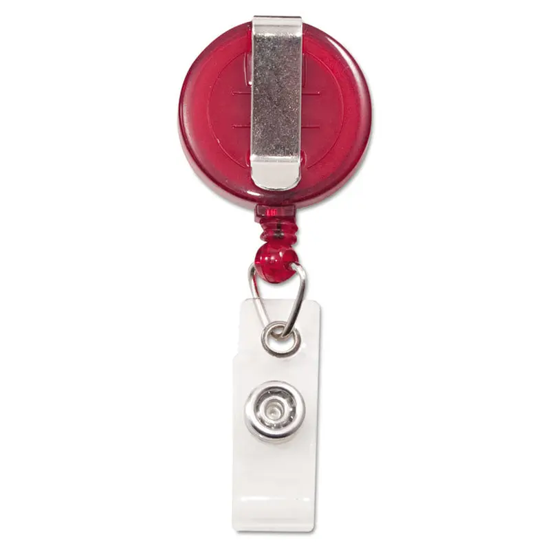 Advantus Translucent Retractable ID Card Reel, 30" Extension, Red, 12/Pack (AVT75471) Pack of 12