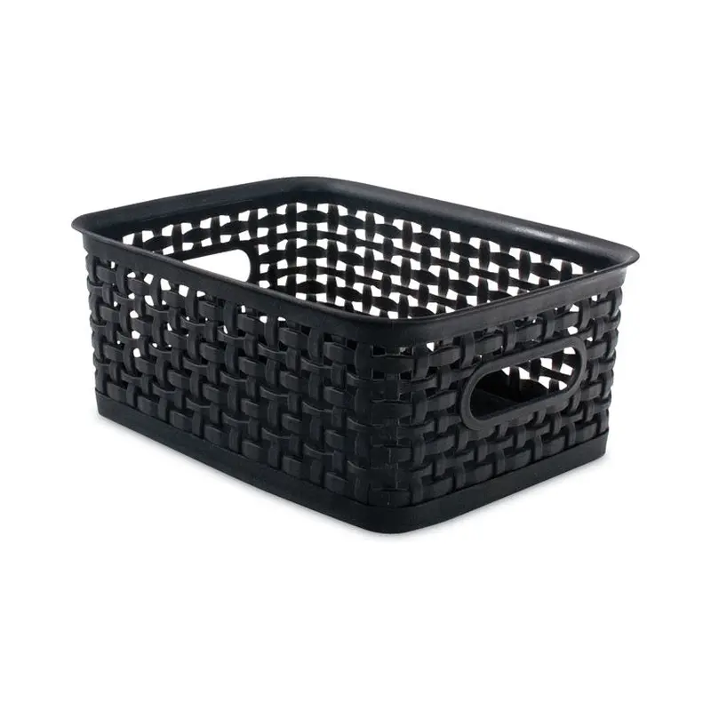 Advantus Plastic Weave Bin, Small, 10" x 7.5" x 4", Black (AVT36000) Each