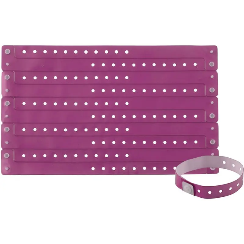 Advantus Wristbands, Vinyl, 3/5"Wx9-3/4"Lx1/50"H, 100/PK, Purple (AVT97762) Pack of 100